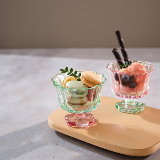 Creative Footed Glass Dessert Cup | Ice Cream, Yogurt Bowl