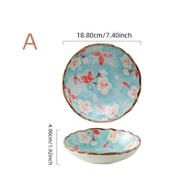 Ceramic Floral Design Dinner Plates