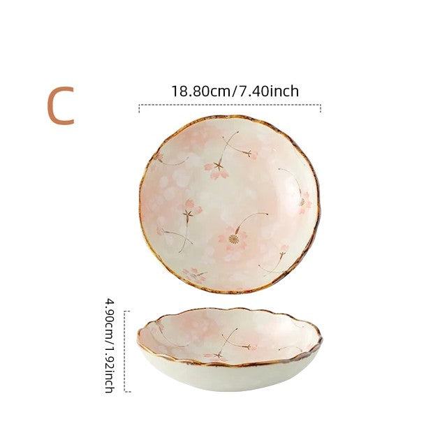 Ceramic Floral Design Dinner Plates