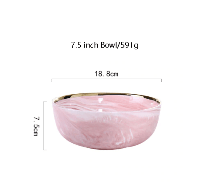 Pink Marble Ceramic Dinnerware Plates
