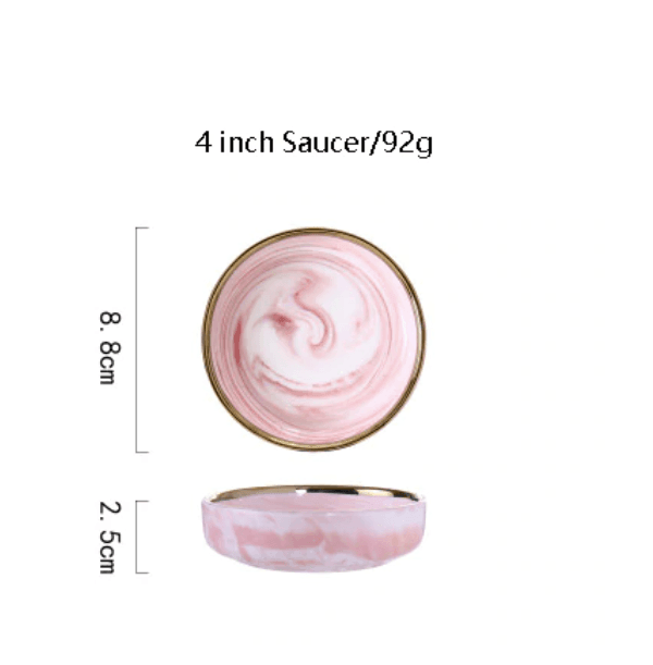 Pink Marble Ceramic Dinnerware Plates