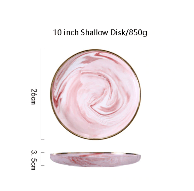 Pink Marble Ceramic Dinnerware Plates