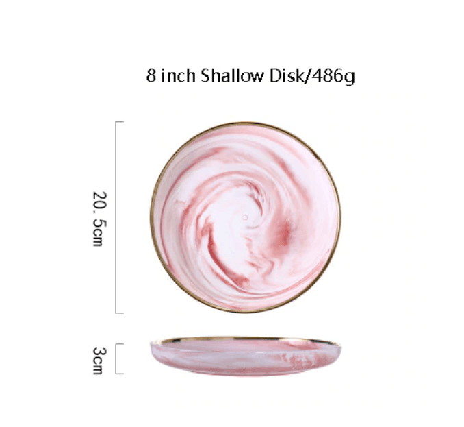Pink Marble Ceramic Dinnerware Plates