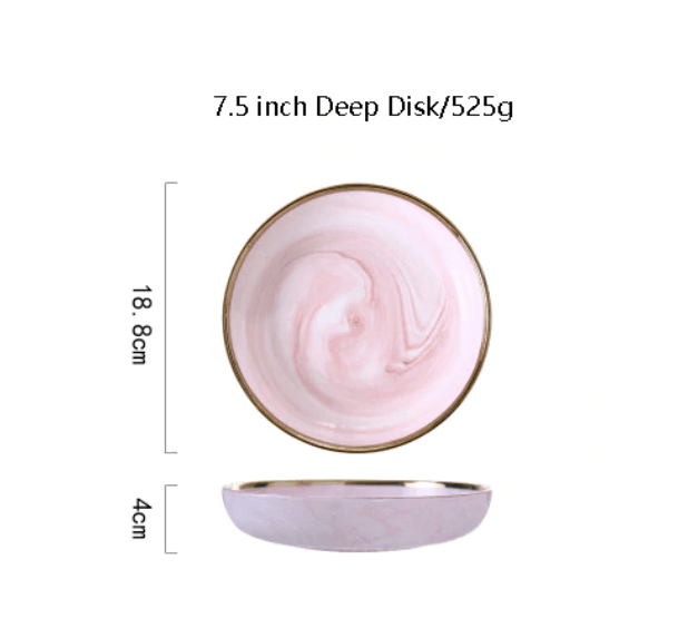 Pink Marble Ceramic Dinnerware Plates
