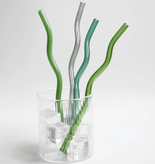 Reusable Wave Glass Straws