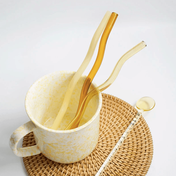 Reusable Wave Glass Straws